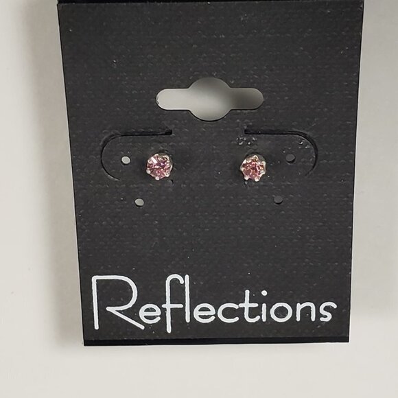 Swarovski Crystal Element - Stlg Silver Overlay Pink Stone "Tiny" Stud Earrings - Picture 7 of 13